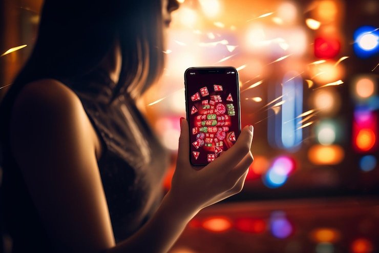 Tampilan grid Sweet Bonanza dengan simbol buah dan permen berwarna-warni